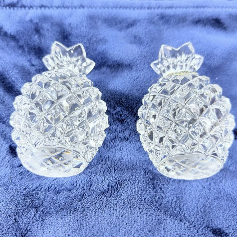 Vintage Pair Beyer Bavaria Lead Crystal Pineapples Paperweights Bookends Germany